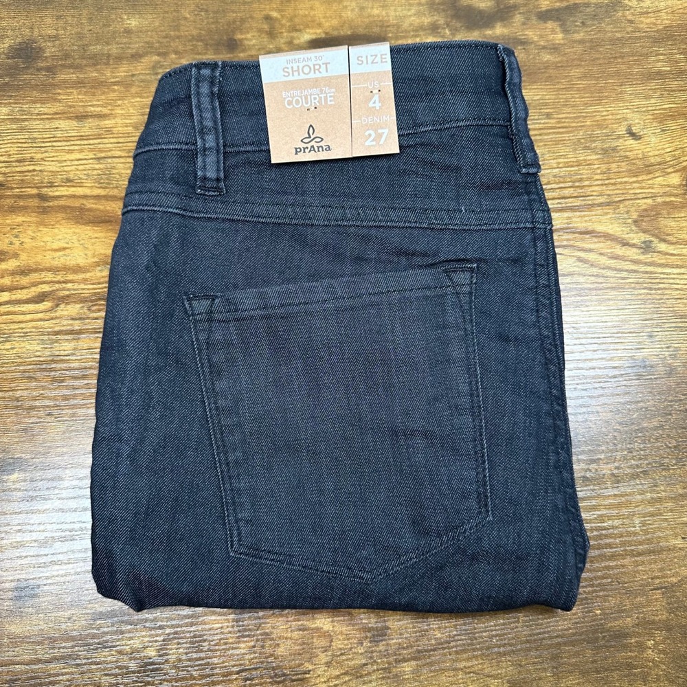 Prana Kayla High Rise Jeans Womens 4 Short Black Organic Stretch Denim 1968371